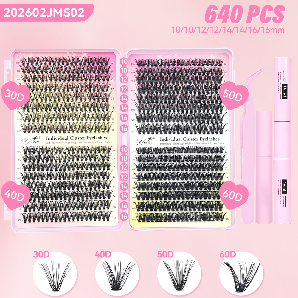 32 rows, 640 clusters, eyelash book 30D40D50D60D + 3 tools